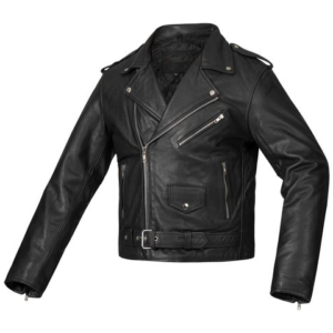 Black Leather Biker Moto Jacket