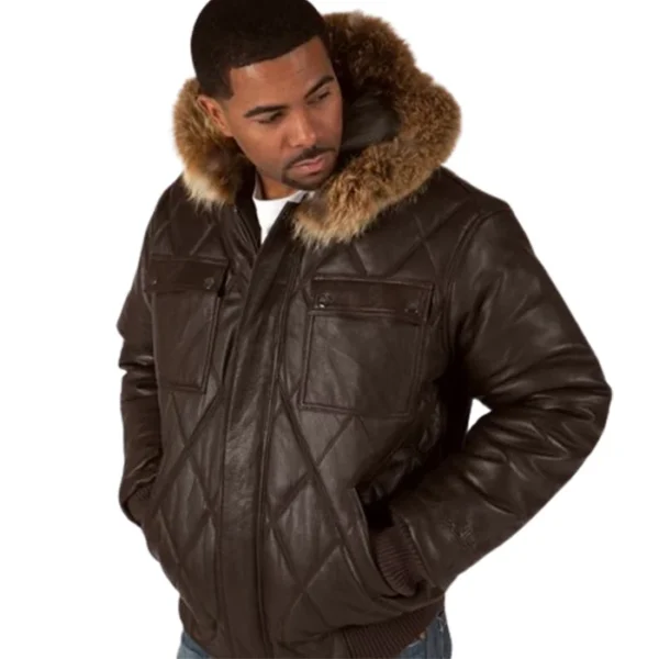 Pelle-Pelle-Basic-Quilt-Fur-Hood-Chocolate-Brown-Leather-Jacket