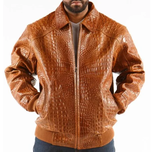 Pelle-Pelles-new-Basic-in-Chestnut-Alligator-Brown-Leather-Jacket