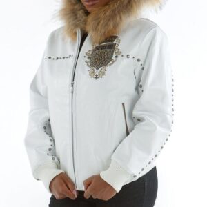 Fur Hooded Pelle Pelle White Leather Jacket