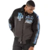 Pelle-Pelles-Throwback-Black-Charcoal-Jacket-with-Blue-Gator-Real-Leather-Sleeves