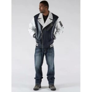 Pelle Pelle White Black Biker Men Jacket