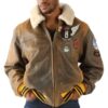 Pelle Pelle Brown Fur Collar Patches Jacket | Leather Jacket