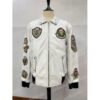 Pelle Pelle White Patches Leather Jacket | Zipper MB Jacket