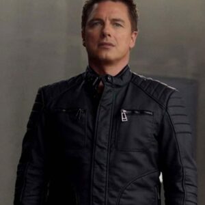Arrow S02 John Barrowman Black Leather Jacket