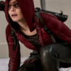 Willa Holland Arrow Maroon Leather Jacket