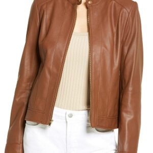 Double Face Cropped Leather Jacket