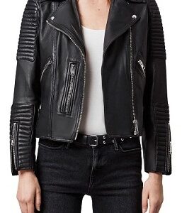 Estella Cropped Leather Biker Jacket