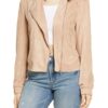 Faux Suede Moto Cropped Bomber Jacket