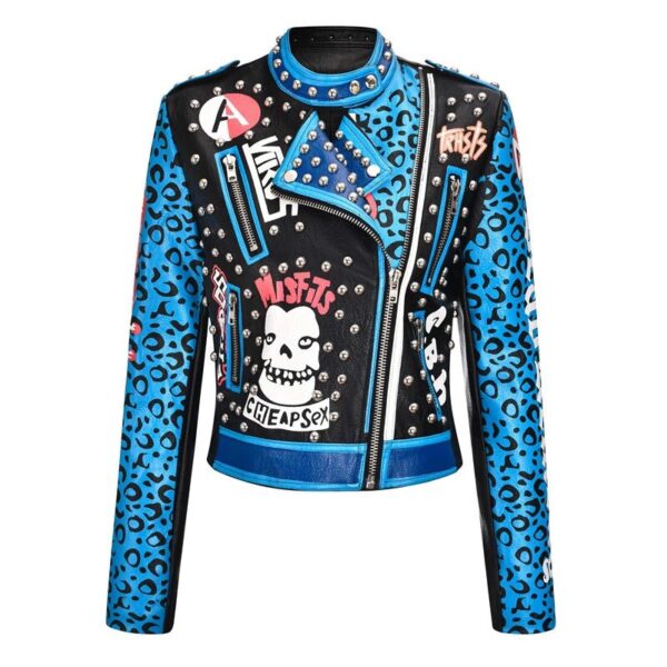 Graphic Studded Leather Jacket