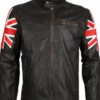 British UK Flag Genuine Leather Biker Jacket