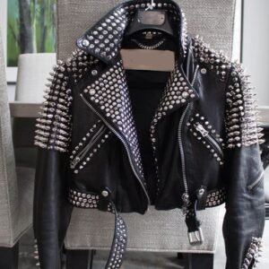 Women Cropped Biker Jacket