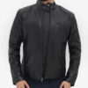 Classy Black Leather Racer Jacket for Men