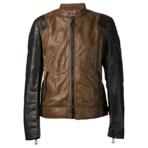 Black Brown Dual Color Leather Jacket