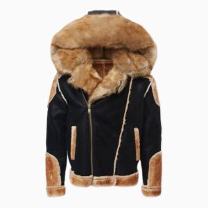 El Jefe Black Shearling Moto Jacket