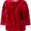 Faux Fur Red Round Neck Jacket