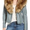 Women Leather Jacket With Fur Collar