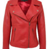 Red Biker Asymmetrical Leather Jacket