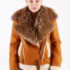 Brown Faux Shearling Leather Jacket