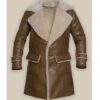 Men Brown Shearling Leather Trench
