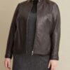 Plus Size Classic Scuba Leather Jacket