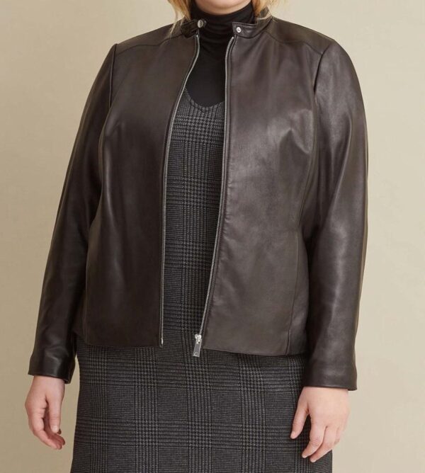 Plus Size Classic Scuba Leather Jacket