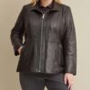 Plus Size Convertible Collar Leather Jacket