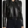 Home Economics Marina Black Leather Bomber Jacket