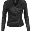 Unisex Asymmetrical Black Leather Motorcycle Jacket