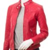 Dotelle Women’s Red Leather Jacket
