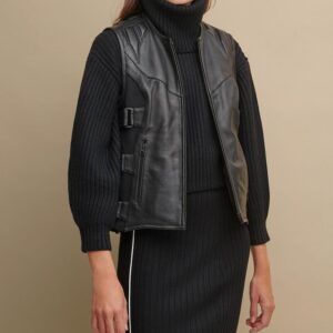 Victoria Genuine Leather Black Vest