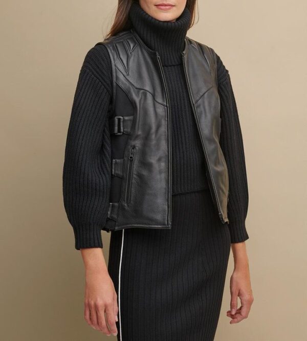 Victoria Genuine Leather Black Vest