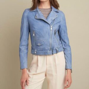 Alison Belted Suede Sky Blue Jacket