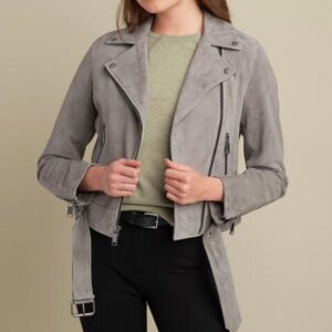 Sophie Belted Suede Moto Jacket