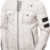 White Cafe Racer Leather Jacket