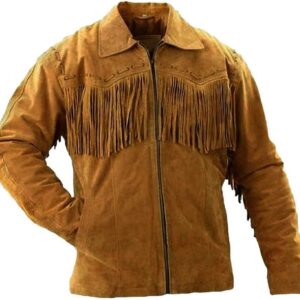 Brown Fringes Motorcycle Suede Leather Jacket