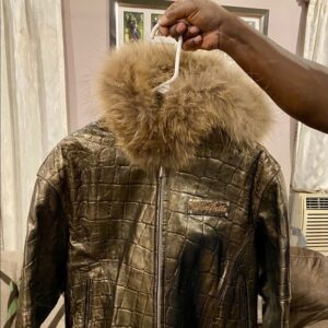 Brown Leather Pelle Pelle Fur Hoodie Jacket