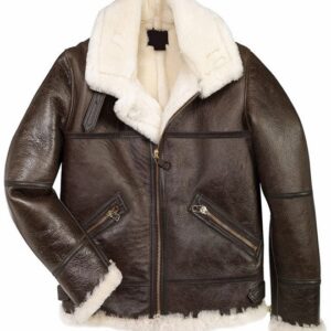 Men B3 Sheepskin Brown Bomber Jacket