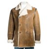 Distressed Light Brown Shearling Leather Men Jacket