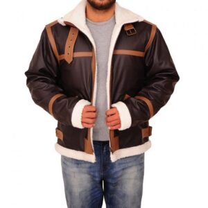 Men Brown Fur Leather Jacket