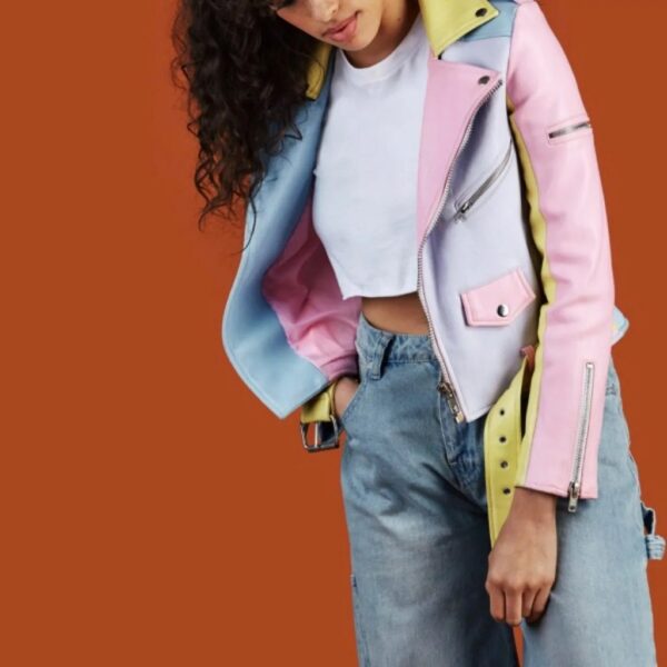 Pastel Multi-Colored Hayley William Biker Jacket