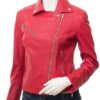 Gadsen Red Leather Biker Jacket For Women