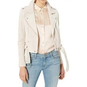Women’s White Sand Color Suede Jacket
